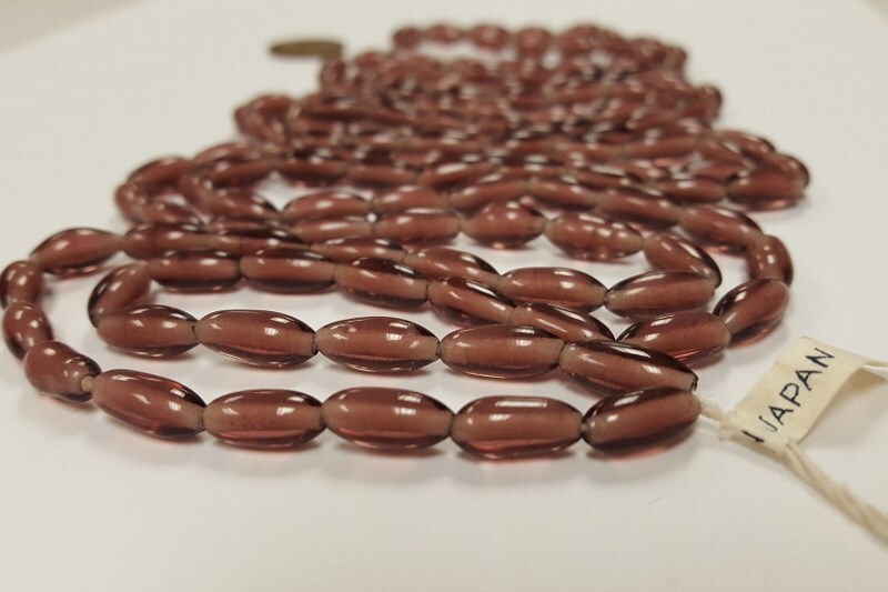 130 VINTAGE JAPANESE 1950’s CHERRY BRAND GLASS AMETHYST 5x11mm. OVAL BEADS 4674T