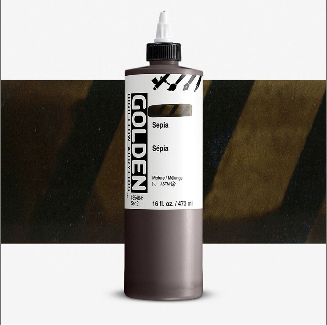 Golden High Flow Acrylic Paint – Sepia – 16oz