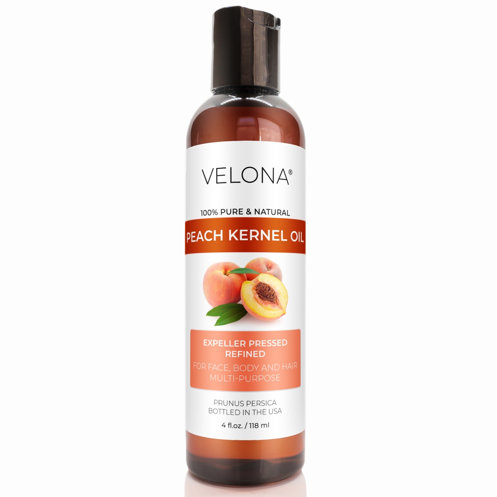 Peach Kernel Oil By Velona – 4 Fl Oz Refined Expeller pressed Skin, Hair Body