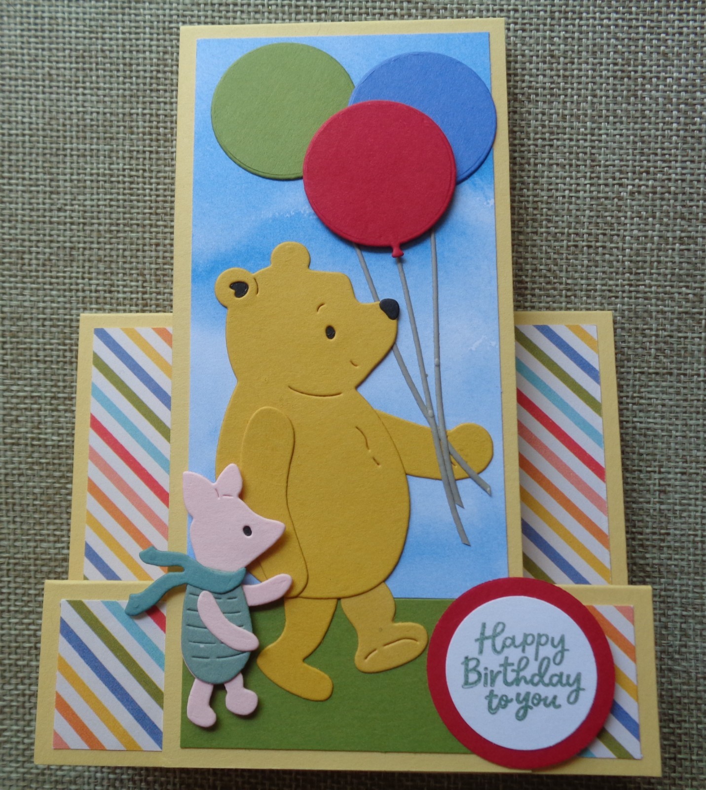 Stampin’ Up! Card Kit POOH BEAR & PIGLET Holding Hands HAPPY BIRTHDAY Balloons