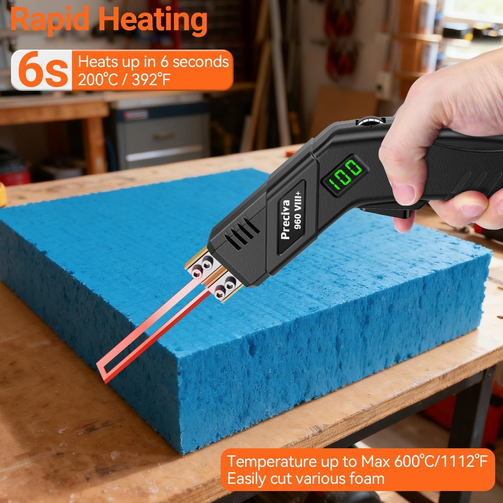 Electric Foam Cutter Hot Knife Digital Display 20 Temp Adjustable Preciva Tool