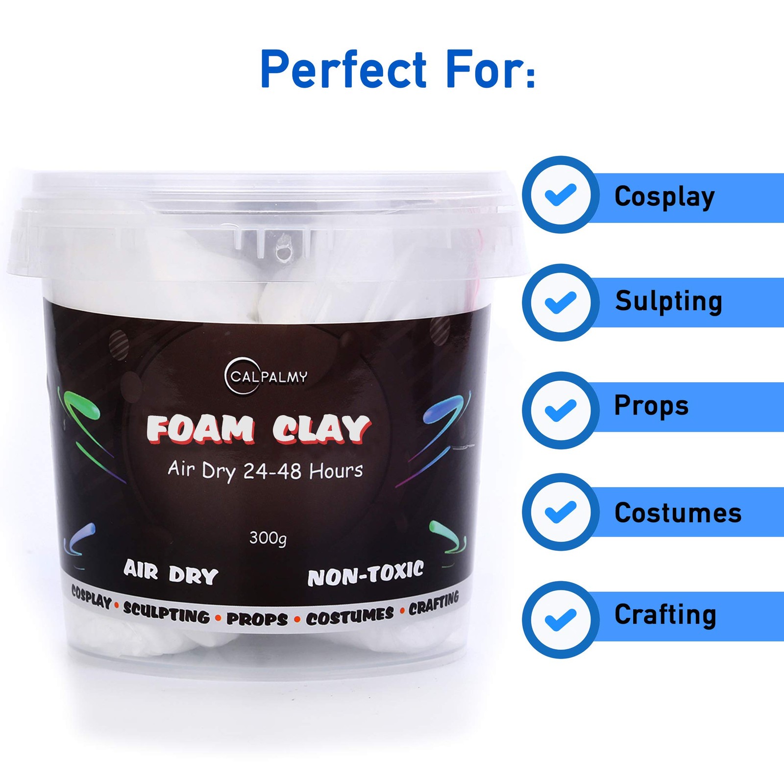 Moldable Cosplay Foam Clay (White) – High Density and Hiqh 300g, White