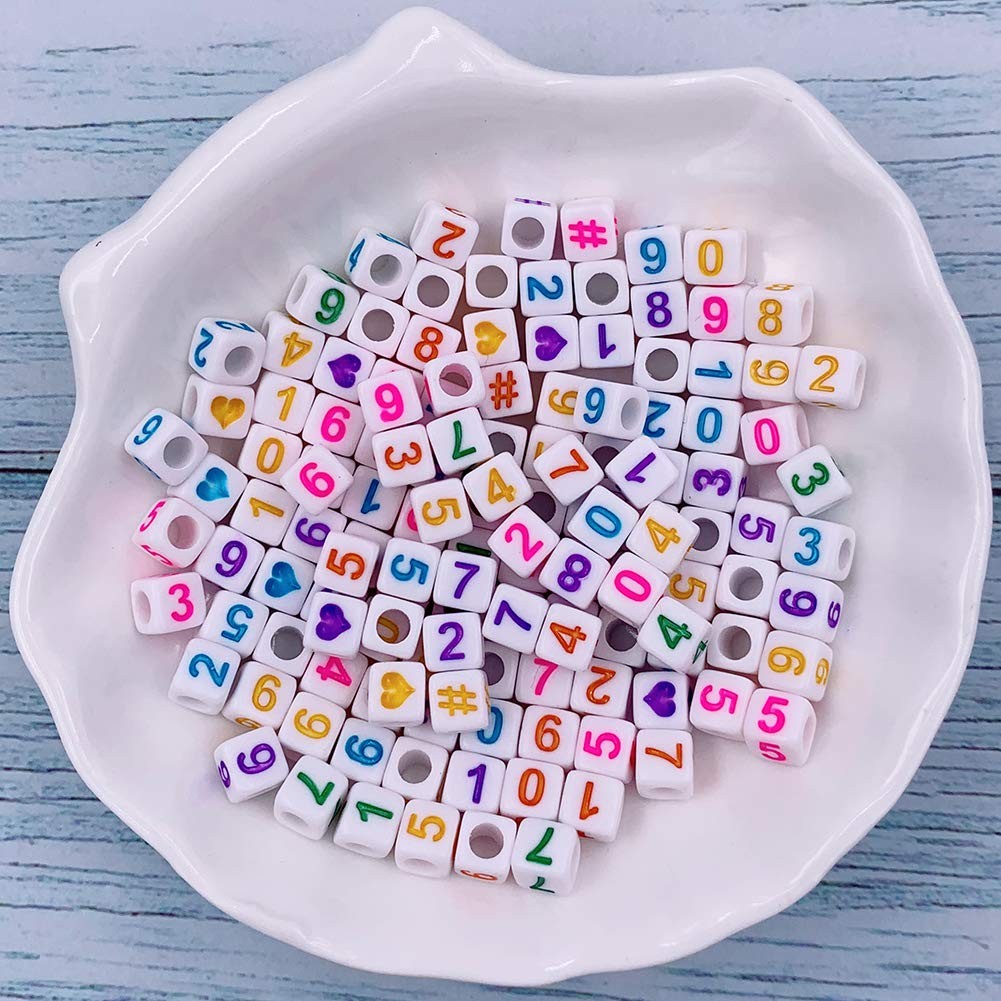 1000 Pcs Letter Beads Acrylic Cube Beads Alphabet Beads Number Beads Large Hole