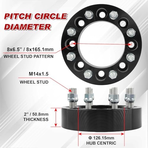 4pcs 8×6.5 Wheel Spacers for 2013-2023 Ram 2500, 2012-2018 Ram 2″-8*6.5-4pcs