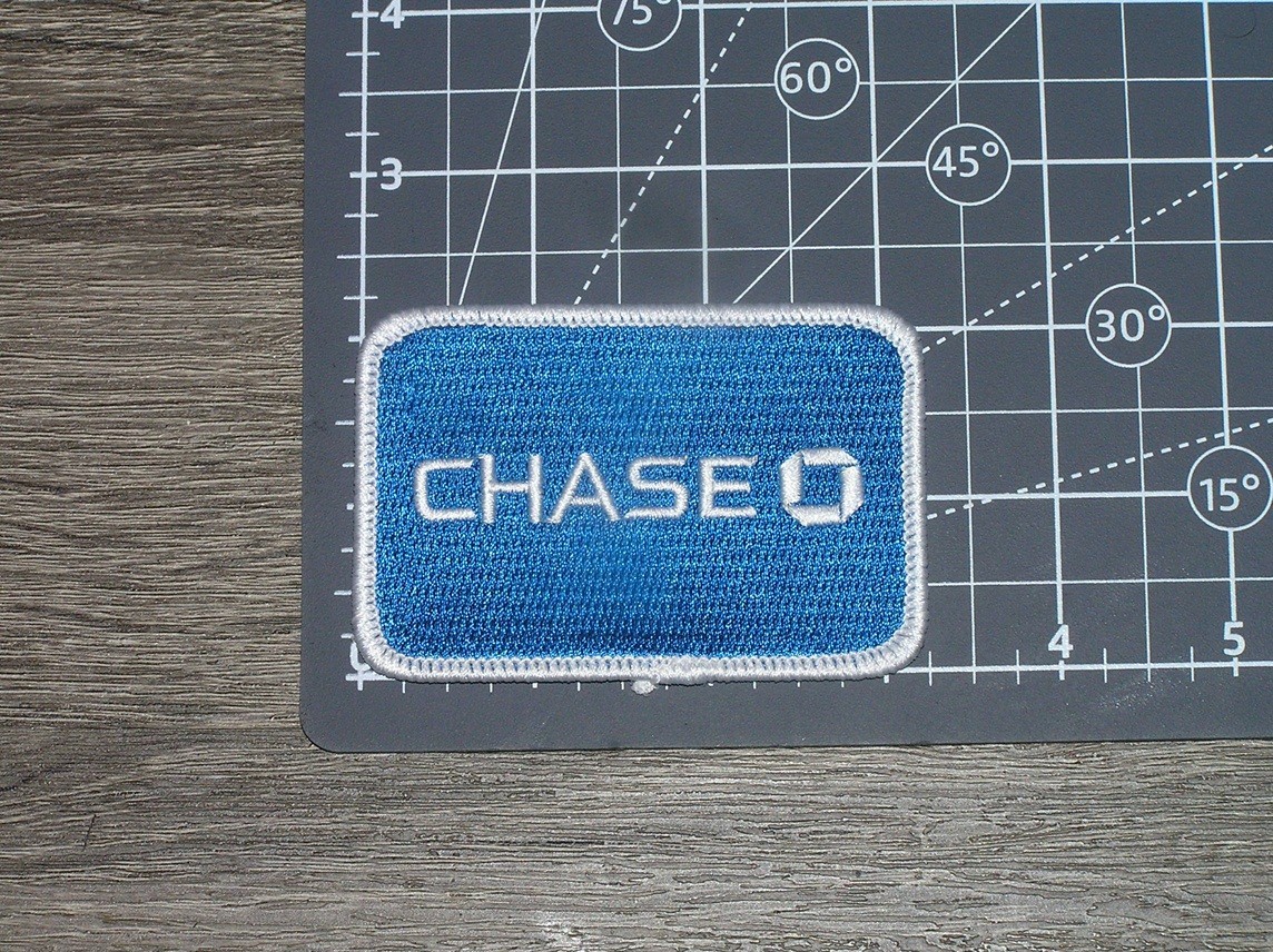 Chase Bank Blue/White Embroidered Iron On Patch 3.25″ x 2.25″