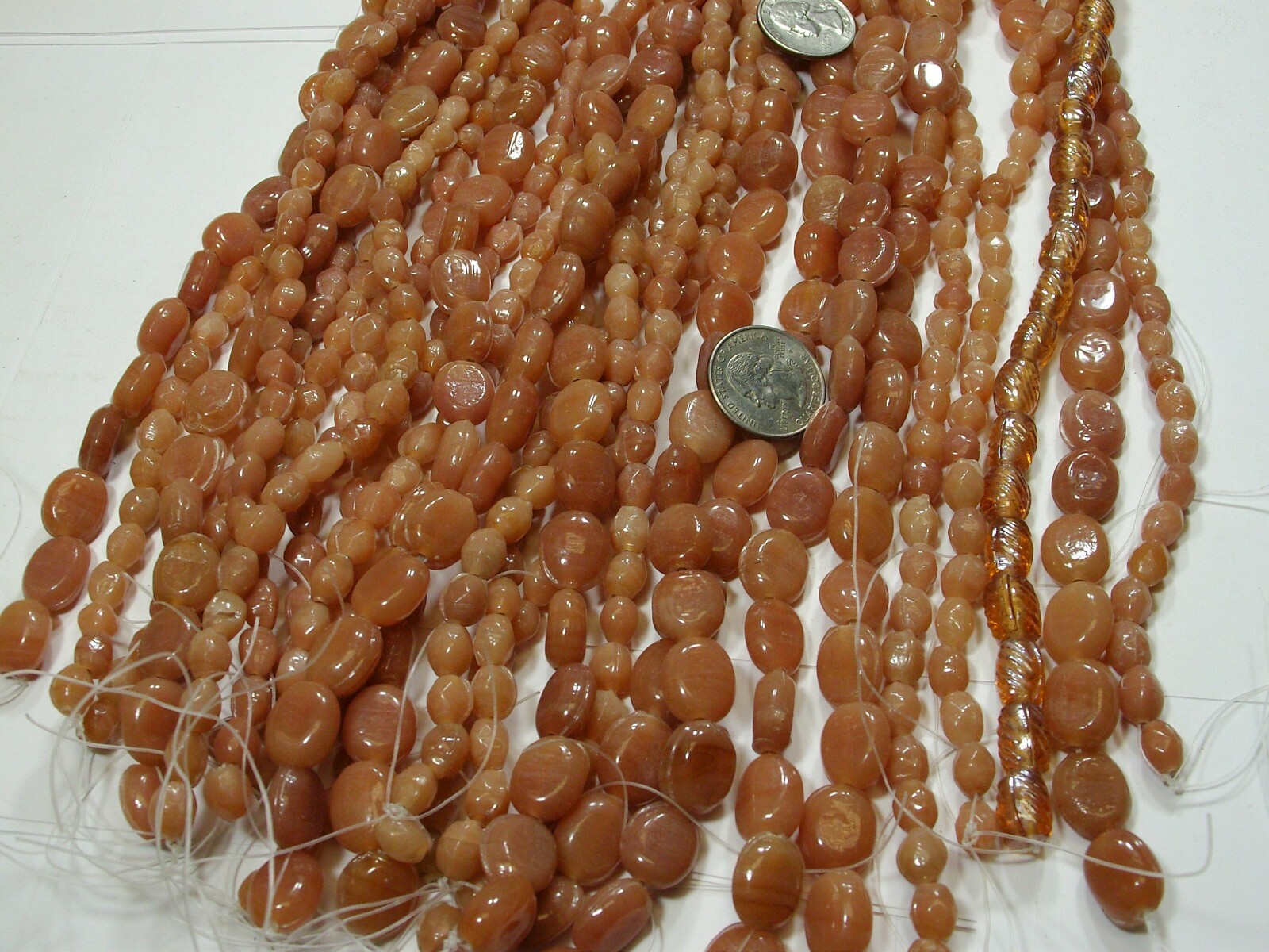 2 Pounds India Handmade Peach Color Assorted Shapes and Sizes Glass Beads (LX-3)