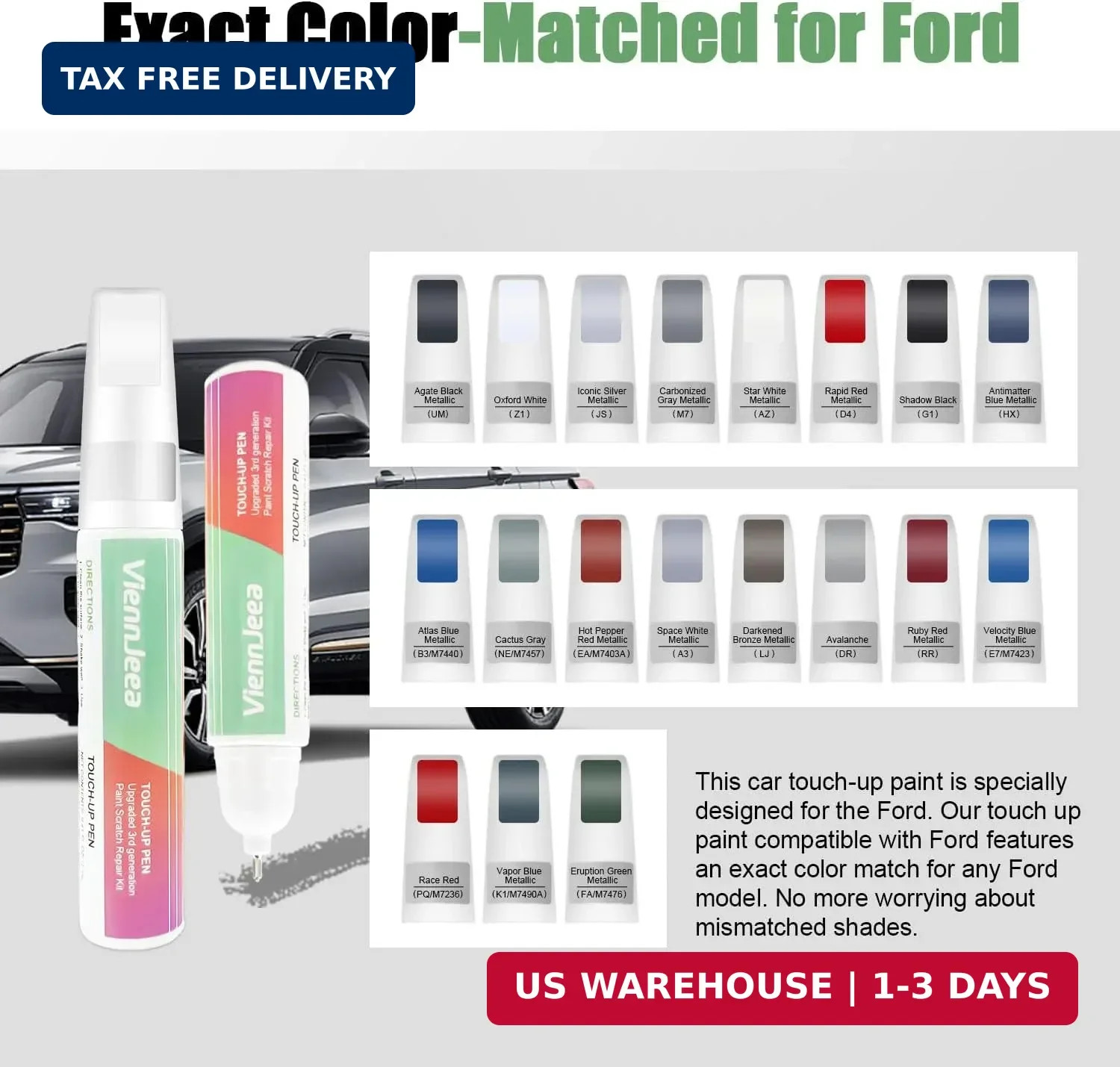 Touch Up Paint Pen For Ford B3 M7440 Atlas Blue Metallic Touch Up Paint