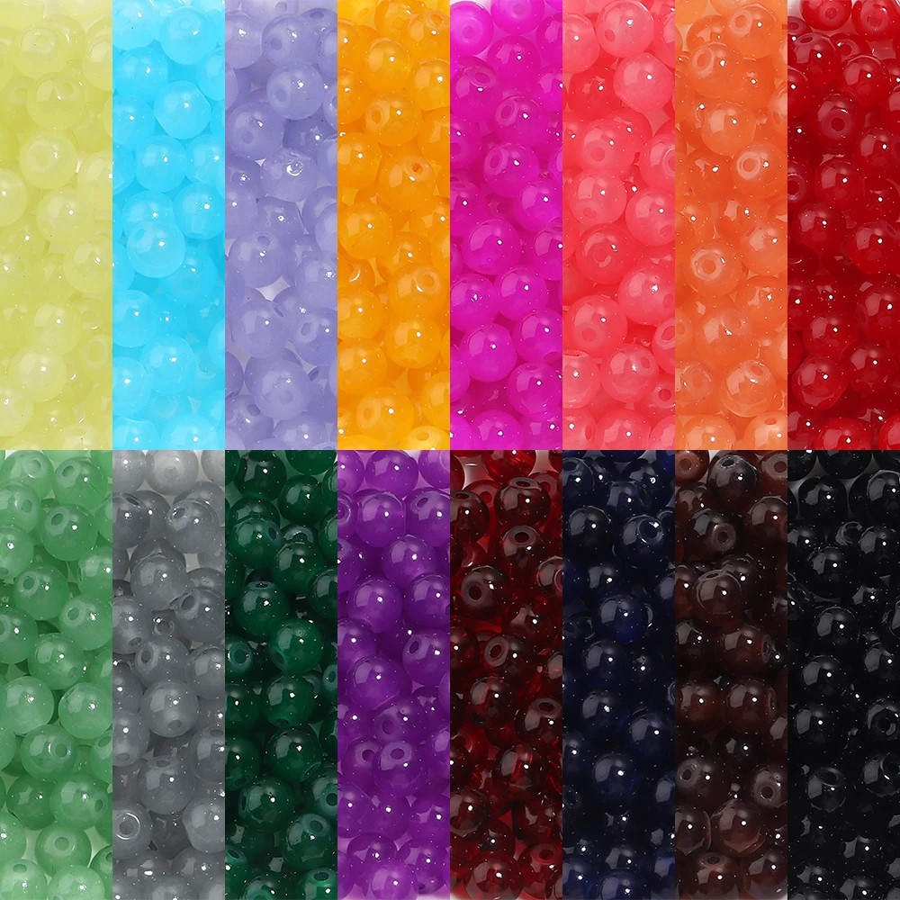 50Pcs/Lot 6Mm Glass round Beads Multicolor Loose Spacer Beads for Jewelry Making