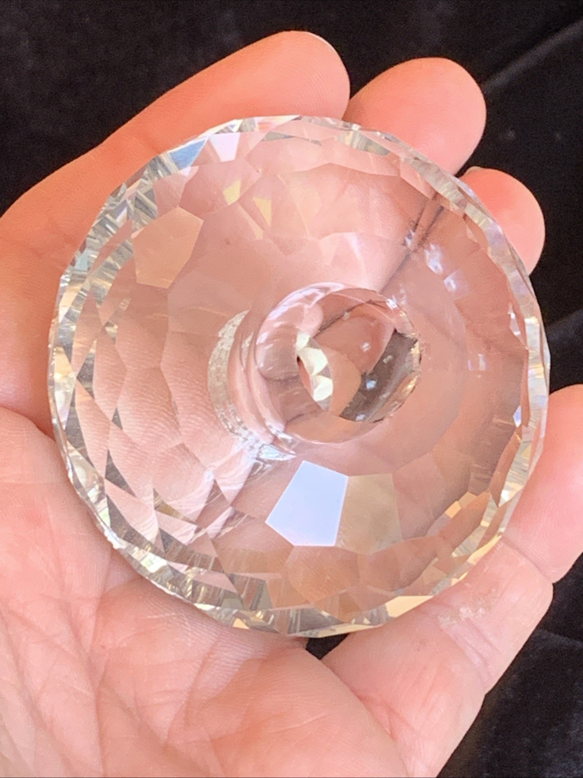 Huge 2.5” Faceted Crystal Doughnut Bead – 64mm Clear Glass Focal Ring