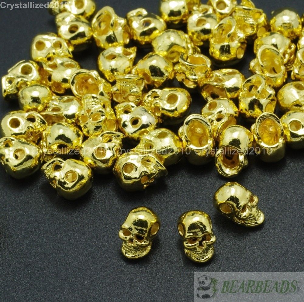 Side Drilled Metal Skull Bracelet Necklace Earring Connector Charm Spacer Beads