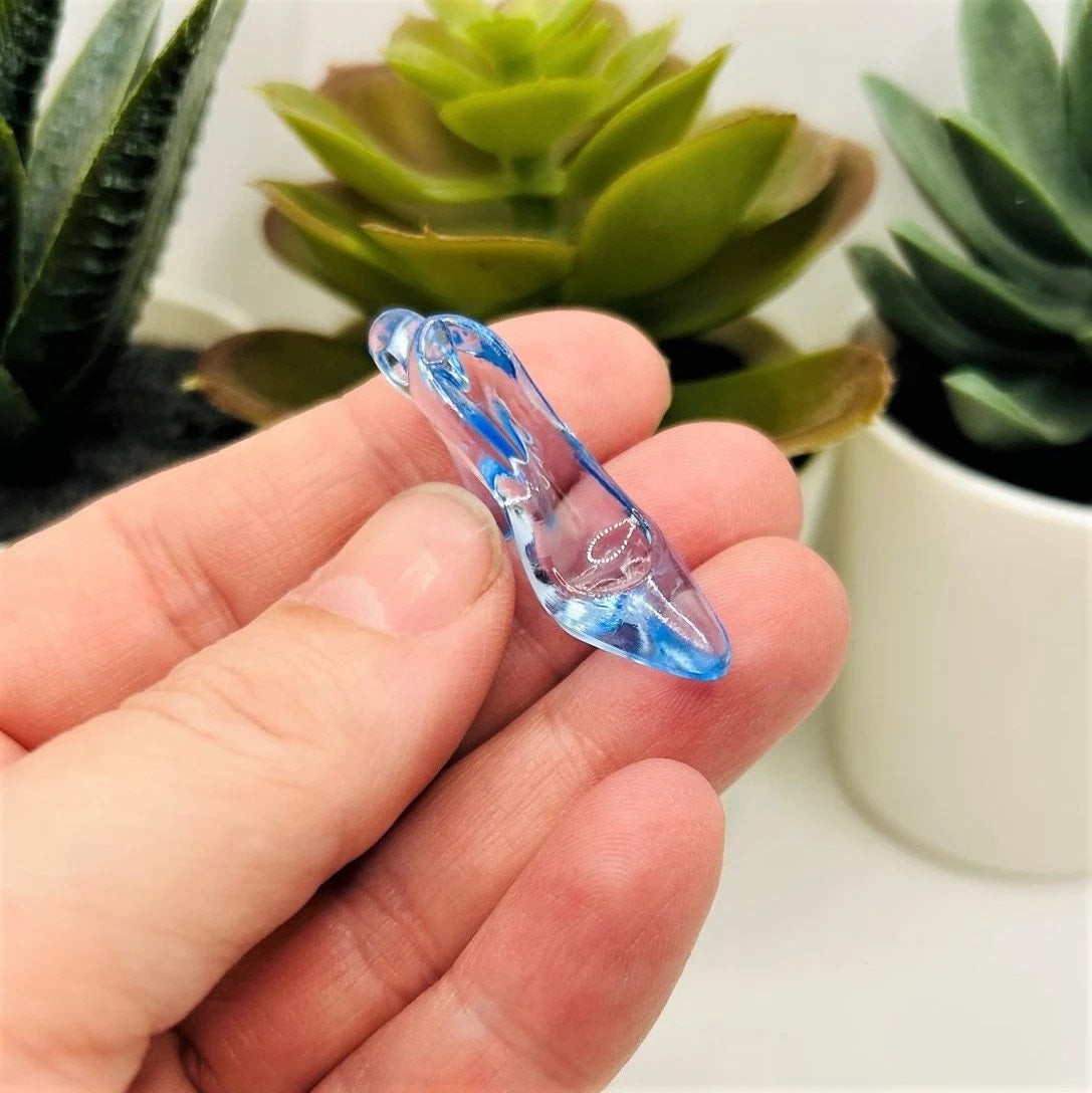 Cinderella Blue High Heel Shoe Charms, 20x35mm – US Seller