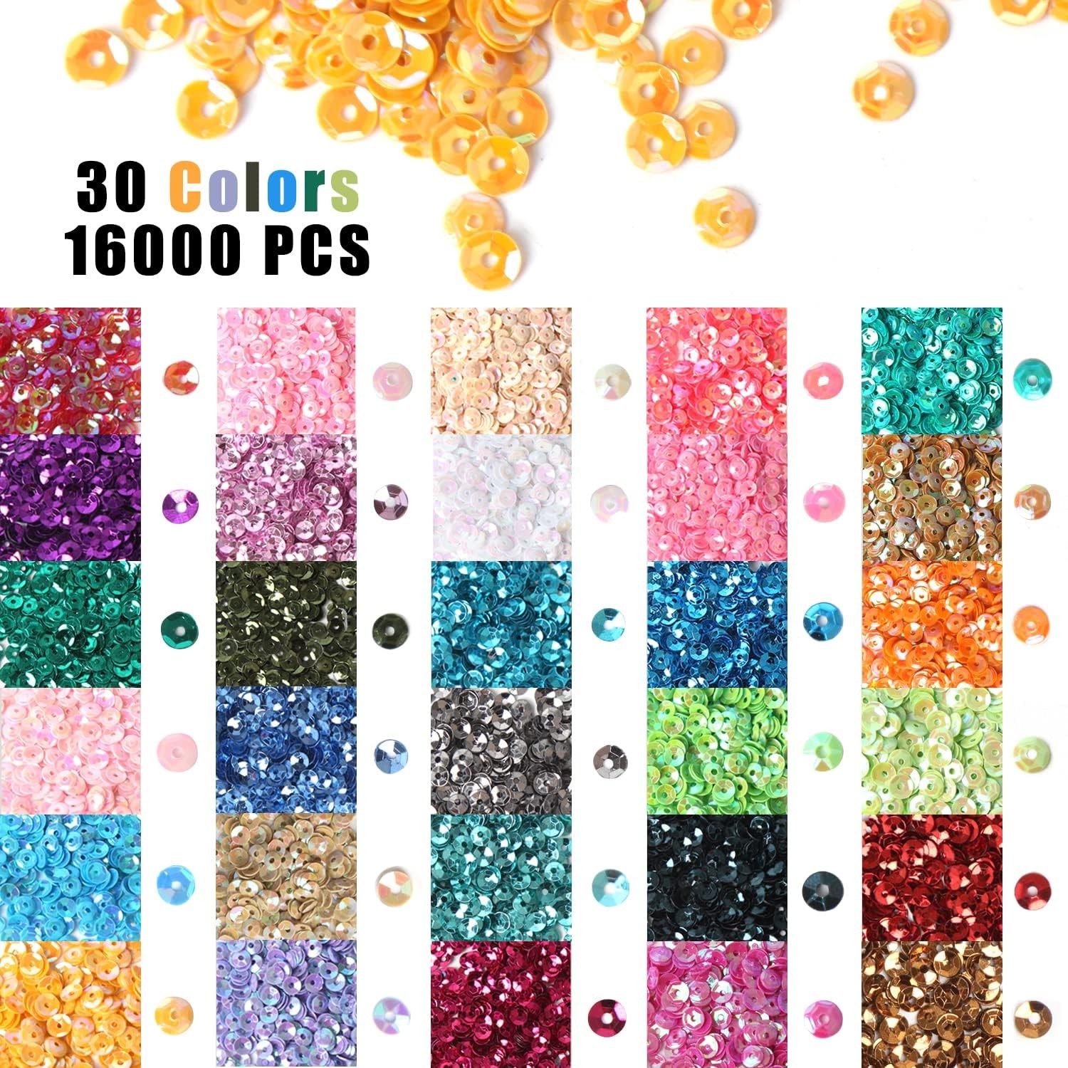 30 Colors Loose Craft Sequins Bulk 300g 4mm Sewing DIY Embellishments Emroidery