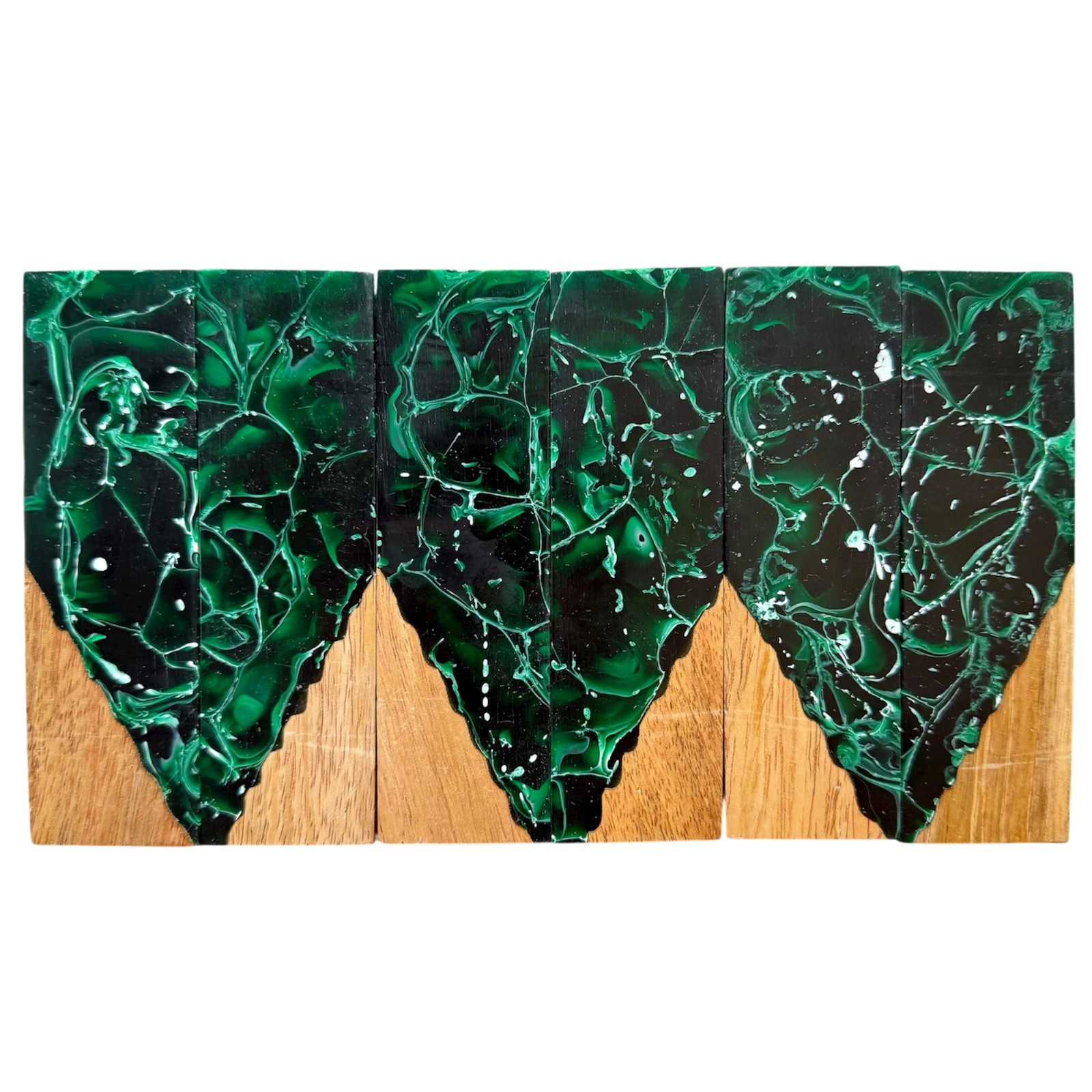 Hybrid Green Resin Wood Knife Scale Blank Pair 5″ Acrylic Crafting Set Wooden