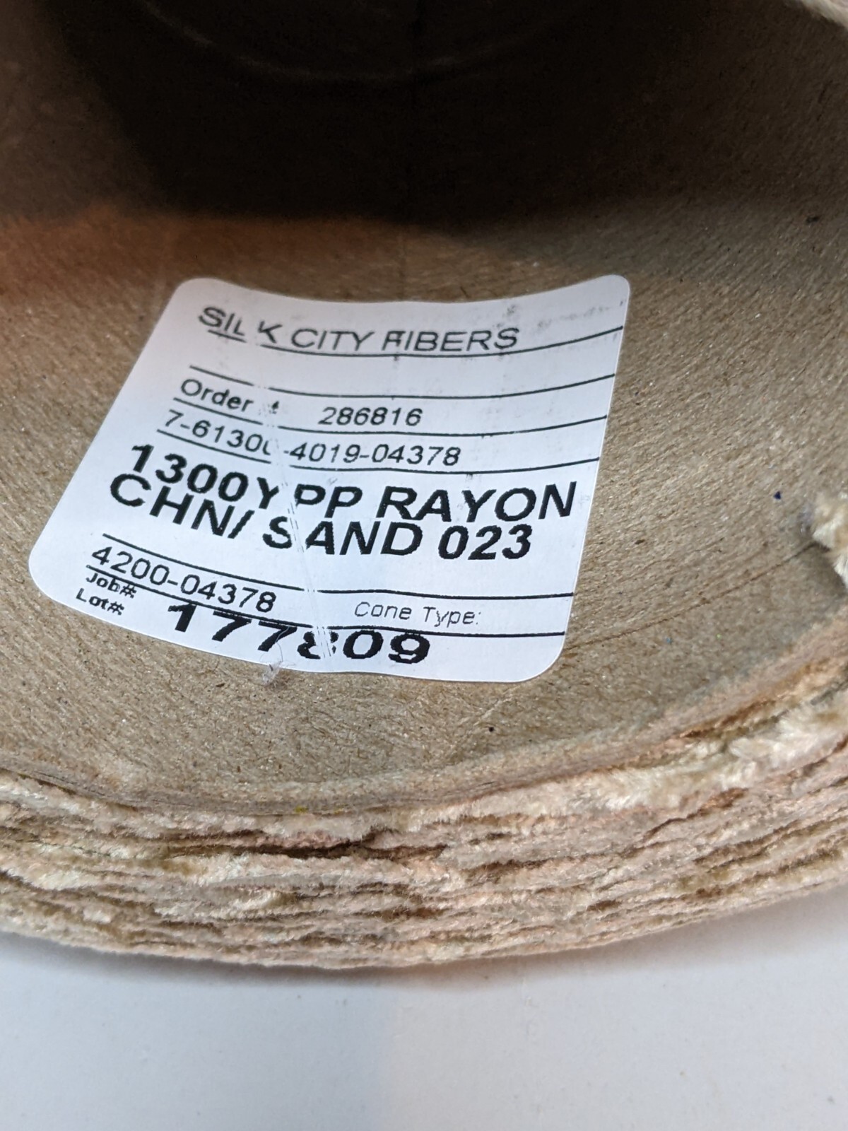 Silk City Fibers Rayon Cone Yarn Chenille Luxury 1300 YPP Cone SAND 1lb 2.9oz
