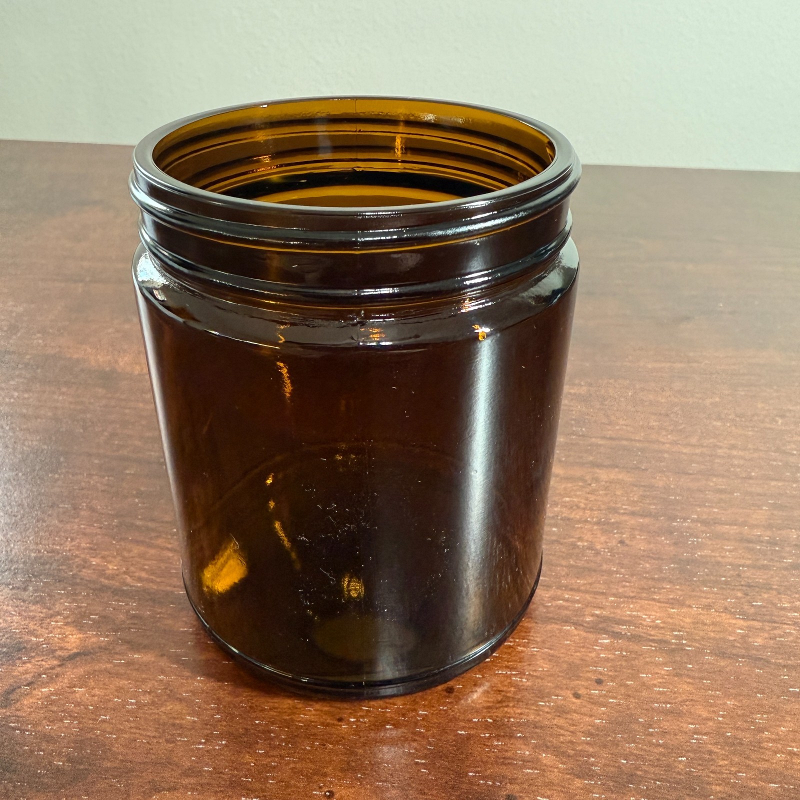 Amber Glass Round Candle Container 9 Oz Glossy 12 Pack Case W/ Tin Lids