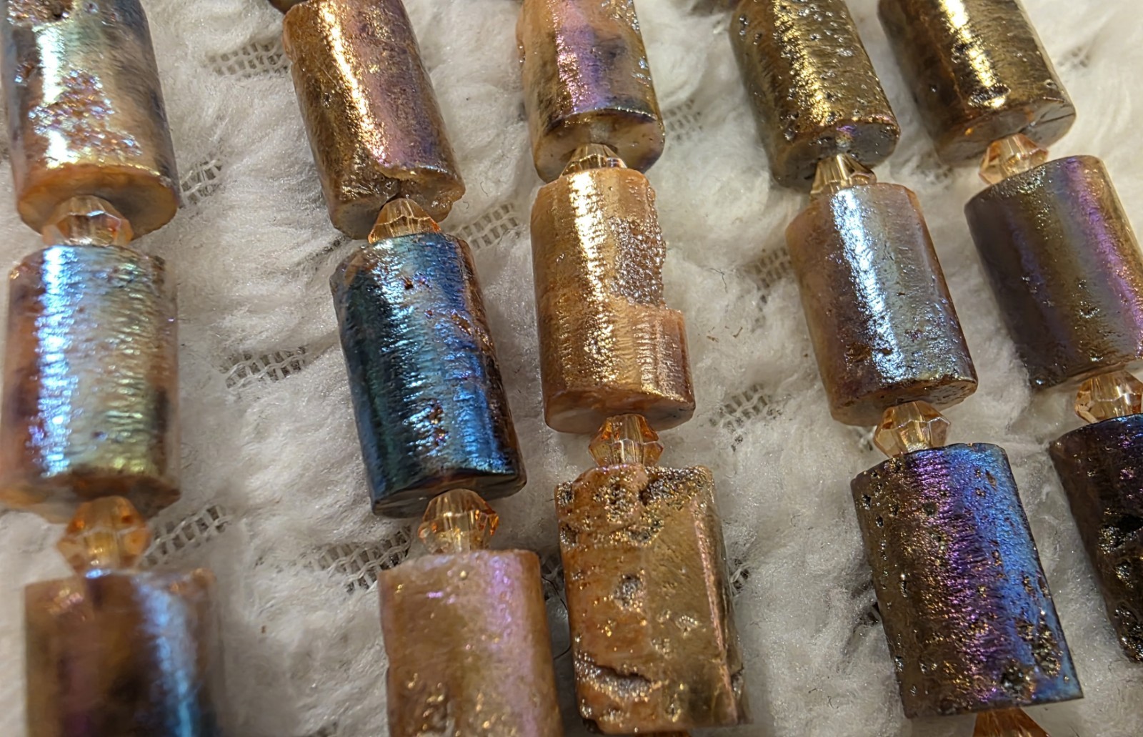 Jewelry Making Beads HUGE NEW LOT 5 Strands Shimmering Agate Tubes Color Gallery