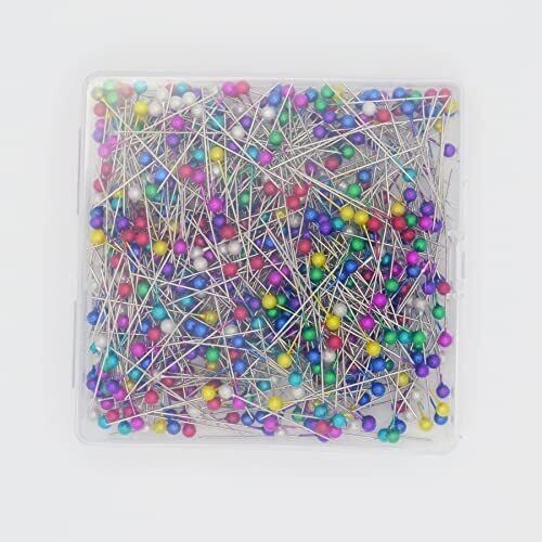 600PCS Sewing Pins for Fabric, Straight Pins with Colored Ball Glass Heads