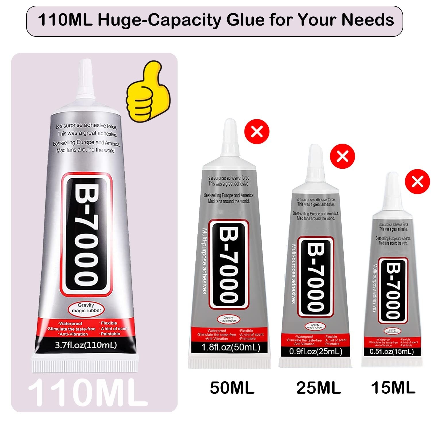 3.7oz B7000 Rhinestone Clear Glue for Jewelry Making, 110 ml Multipurpose Adh…