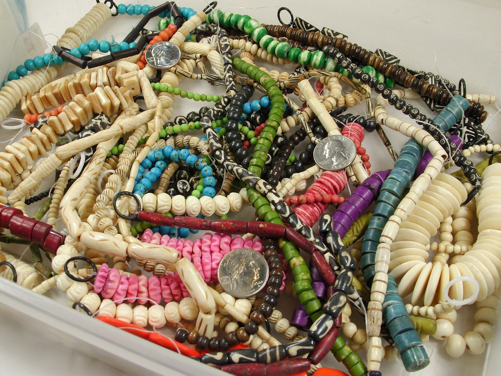 2 Pounds Odds and Ends India Handmade Water Buffalo Bone Beads Lot (AXP-2) ⭐