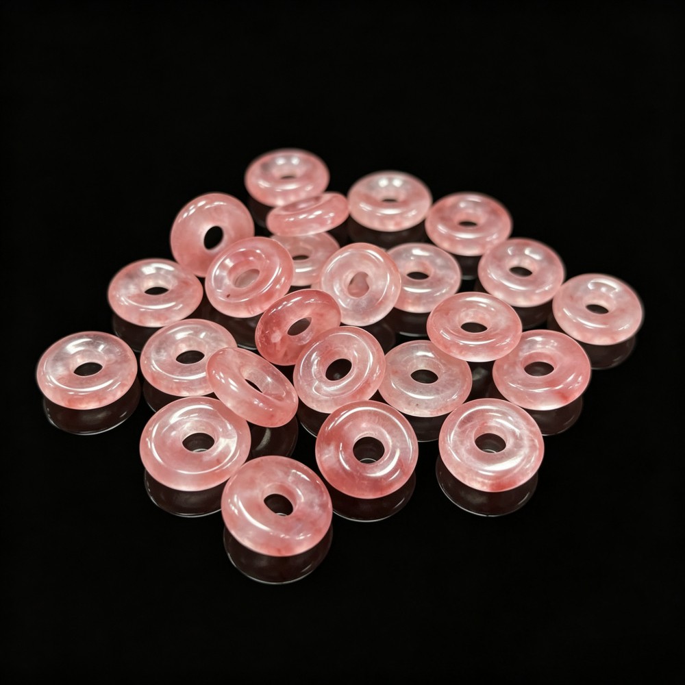 20pcs Artificial Cherry Quartz Stone Large Hole Circle Beads Pendants 12mm DIY
