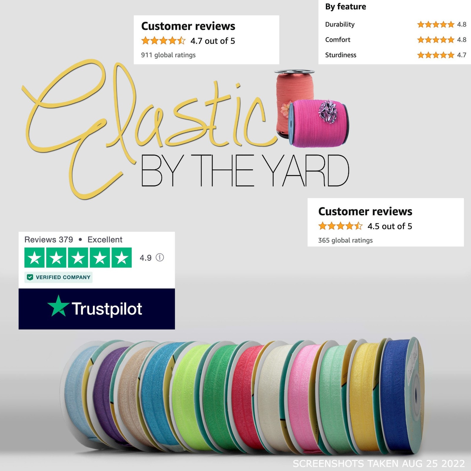 Affogato Tan Fold Over Elastic 5/8″ to 1 ” Wide FOE Elastic By The Yard