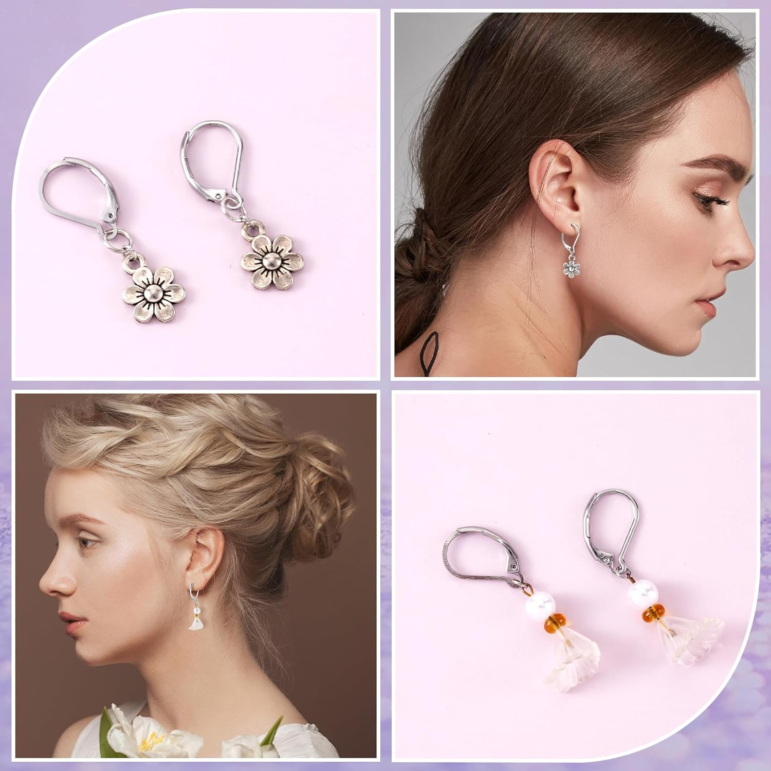 30 Pcs Leverback Earring Hooks, Stainless Steel Clasp Hoop, Hypoallergenic Dangl