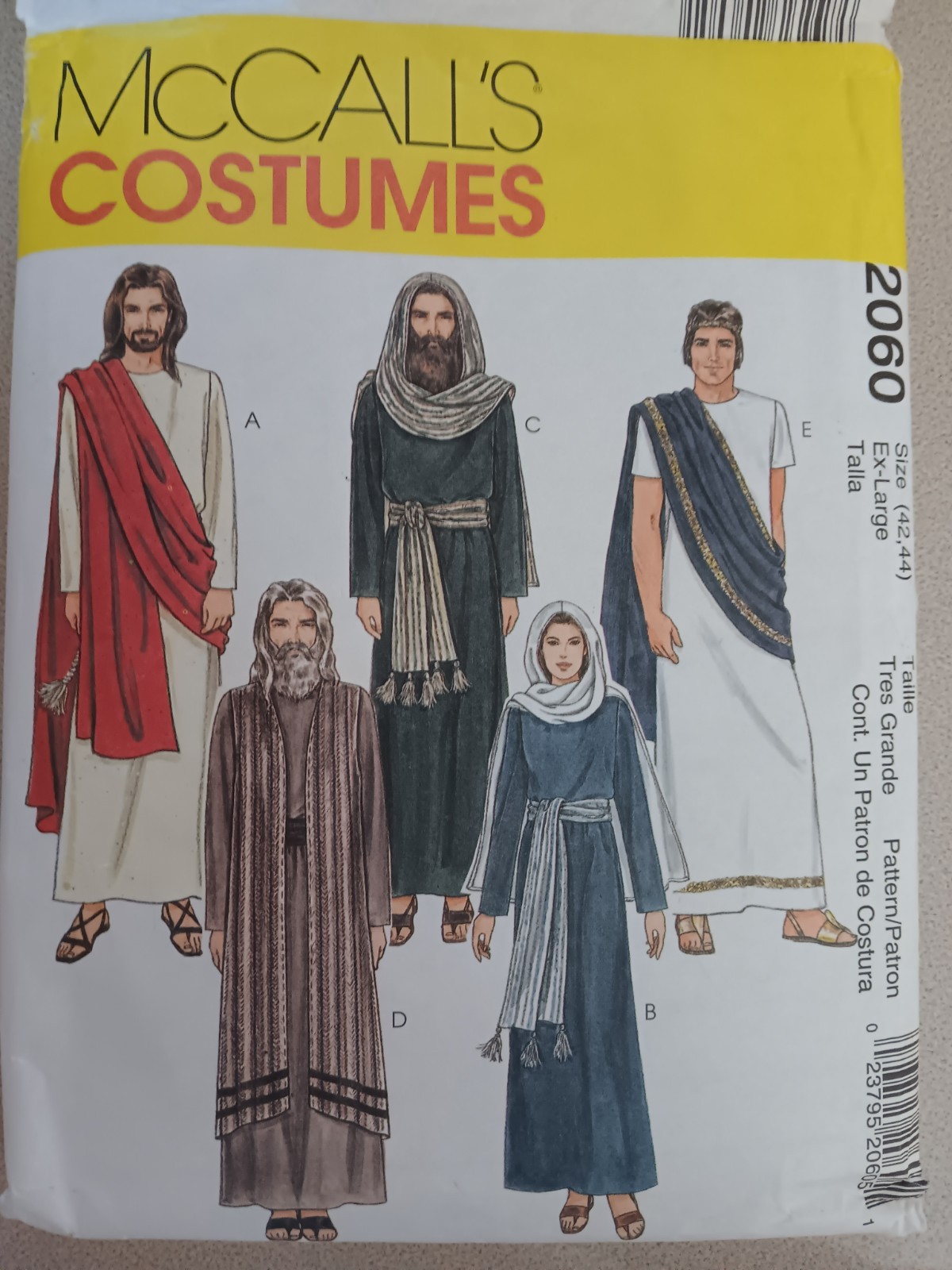 McCall’s 2060 Passion Play Nativity Bible Unisex Adult Costumes Sizes XL 42-44