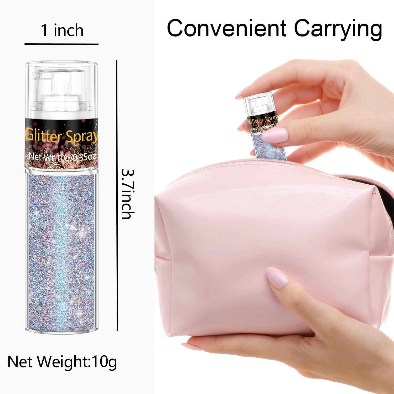 Hair and Body Glitter Spray, 1PC Glint-Rainbow