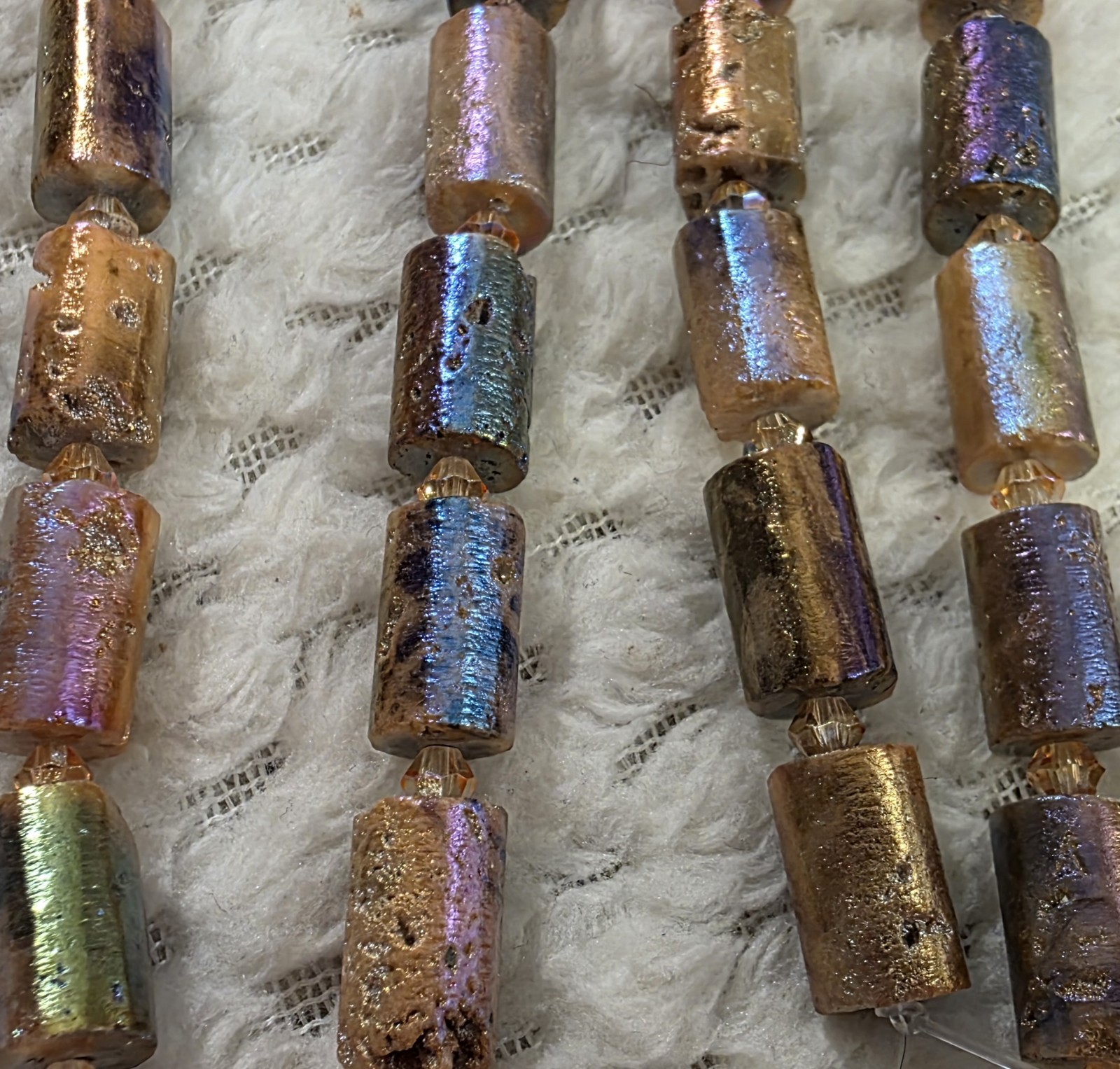Jewelry Making Beads HUGE NEW LOT 5 Strands Shimmering Agate Tubes Color Gallery