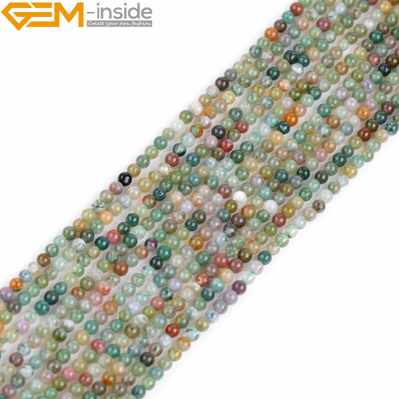 Natural Gemstone Indian Agate Round Loose Beads For Jewellery Making Strand 15″