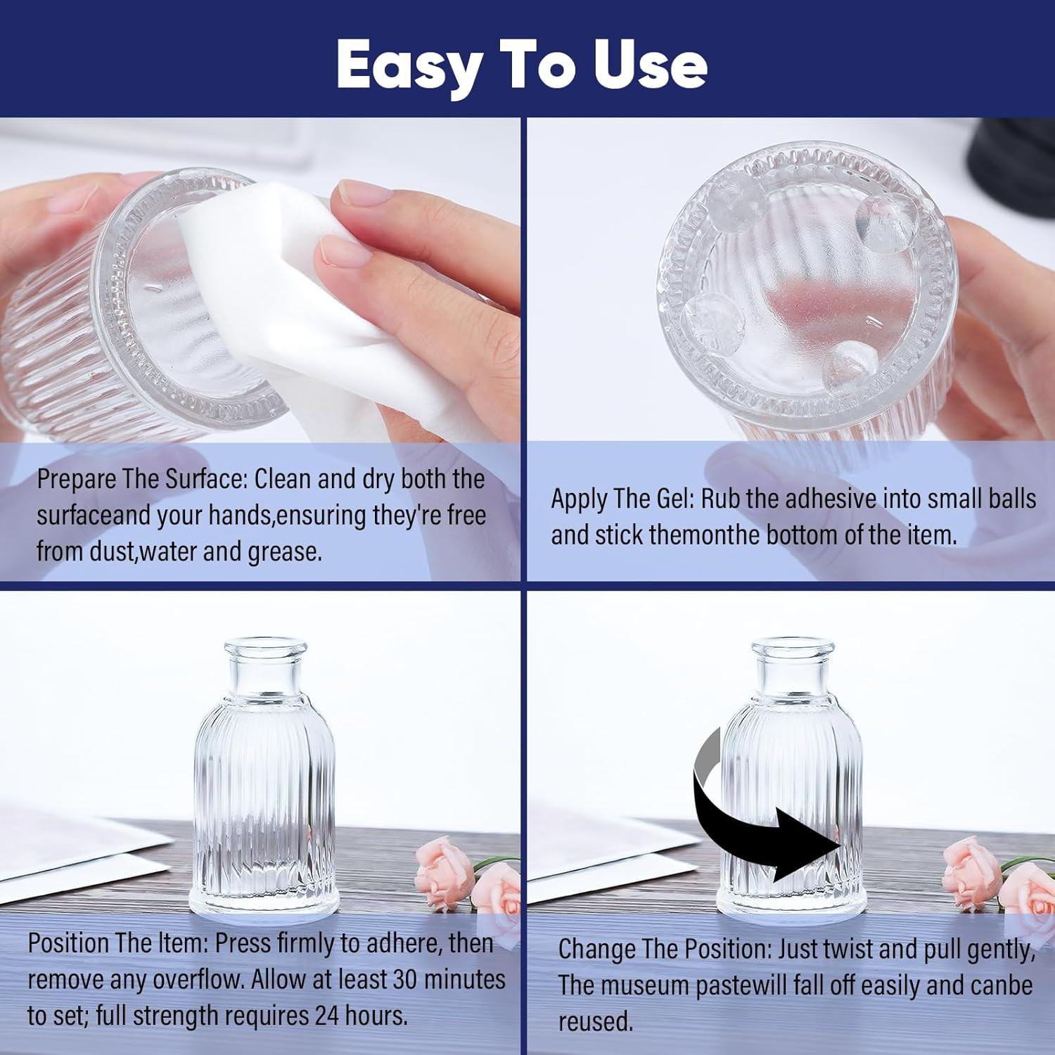 6 Oz Museum Putty, Clear Removable Gel Wax – Reusable Mounting Paste for Exhibit