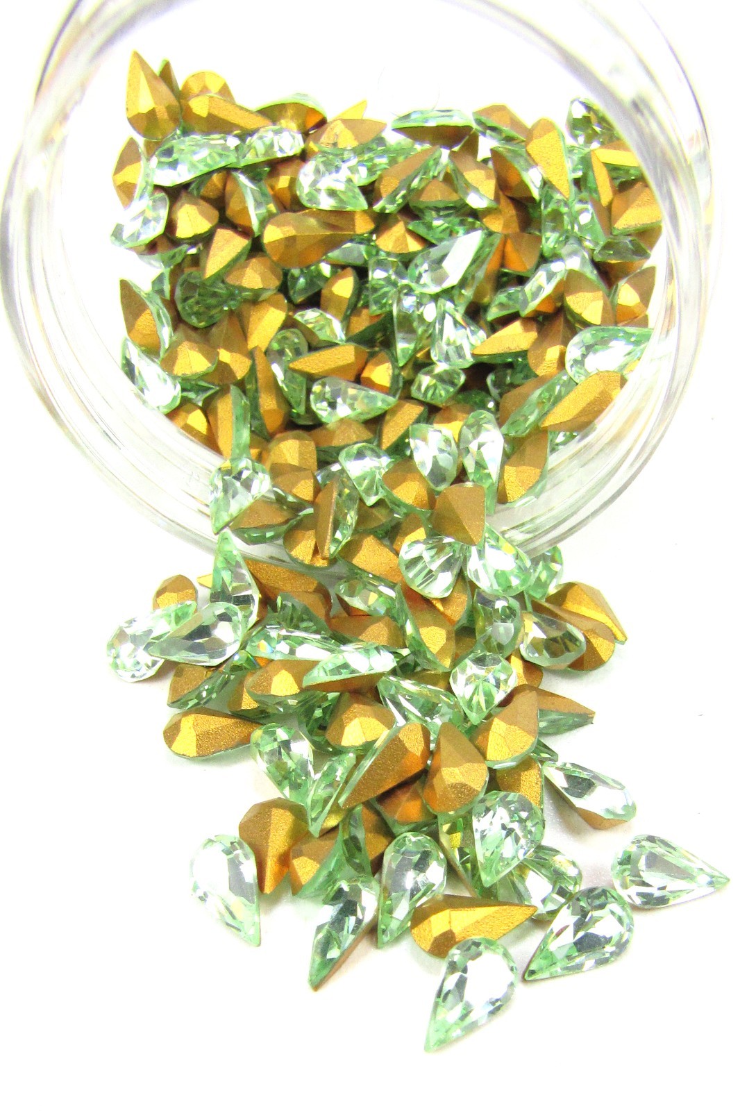 Vintage Pear-Shaped Chrysolite Swarovski Rhinestones 8 x 4.8 mm (10)