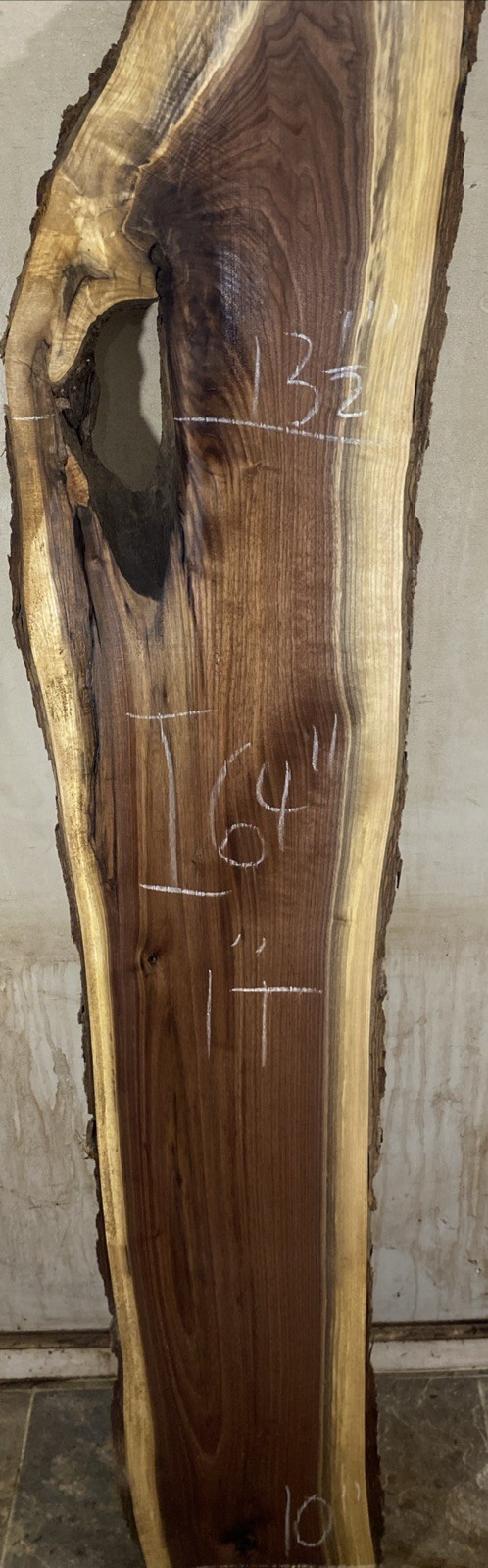Live edge black walnut Wood slab kiln dried and planed 1”x10-13.5”x64”