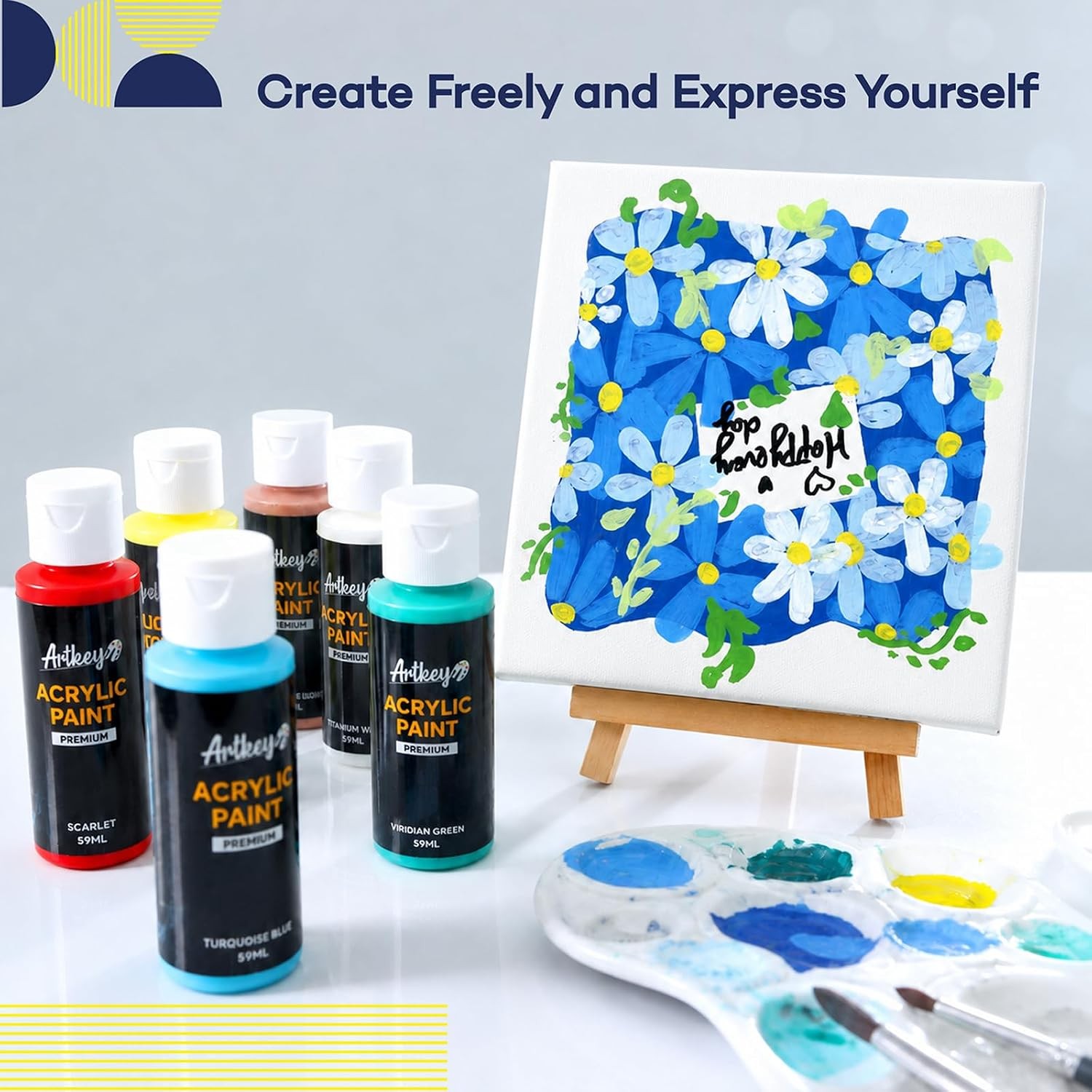 Artkey Acrylic Paint Set, 24 Colors 2 oz/59 ml Acrylic Paint Kit for Professiona