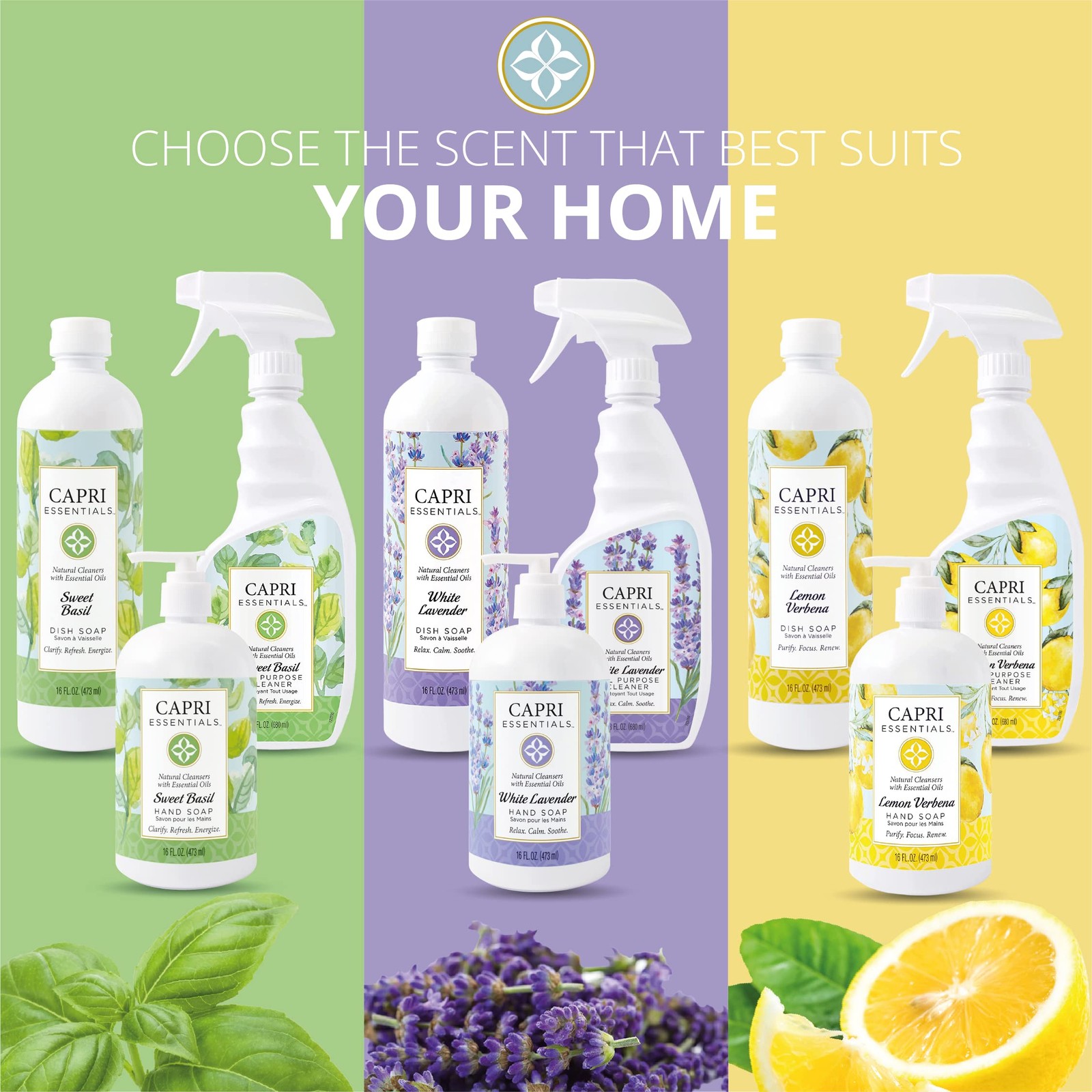 CAPRI ESSENTIALS Hand Soap Liquid, 16 Fl Oz (Pack of 1), Lemon Verbena
