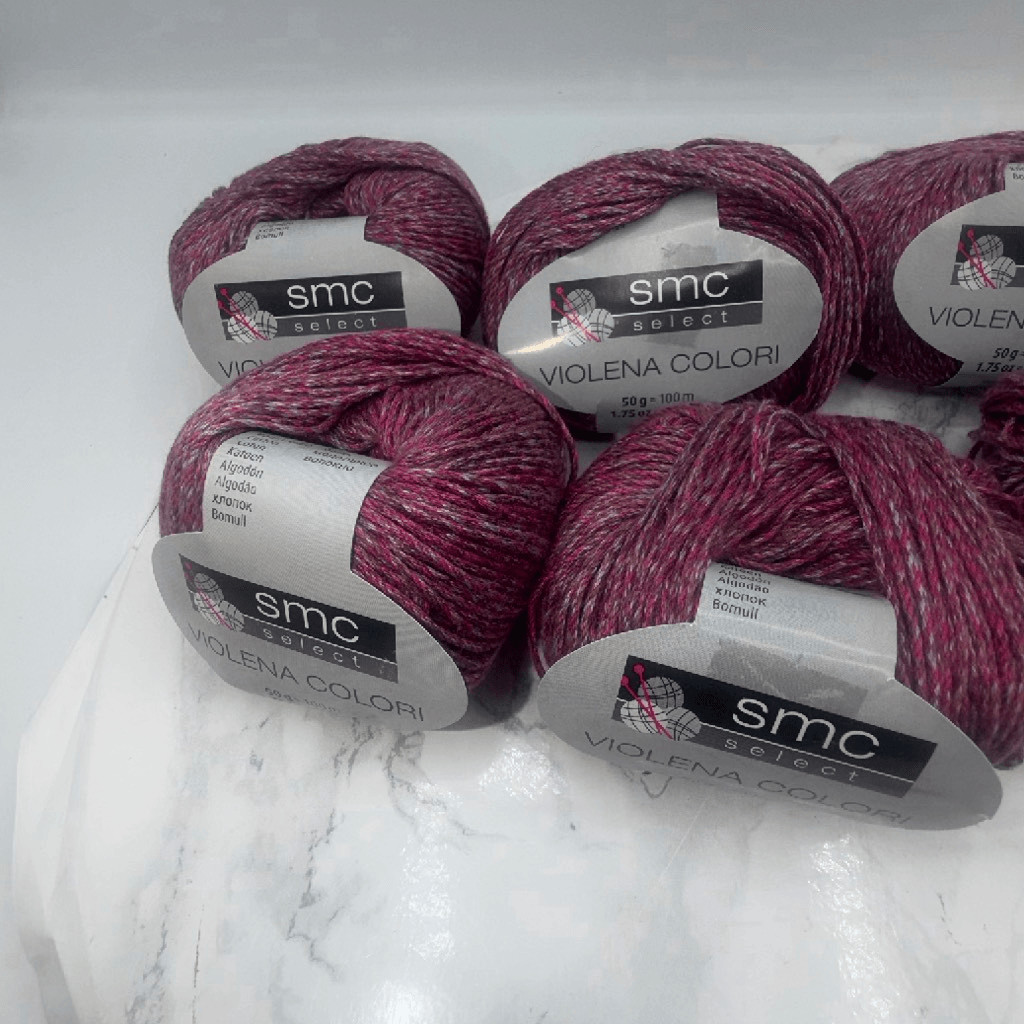 SMC SELECT Violena Cotton Modal Blend Red Grey Yarn-8 Skeins NEW!