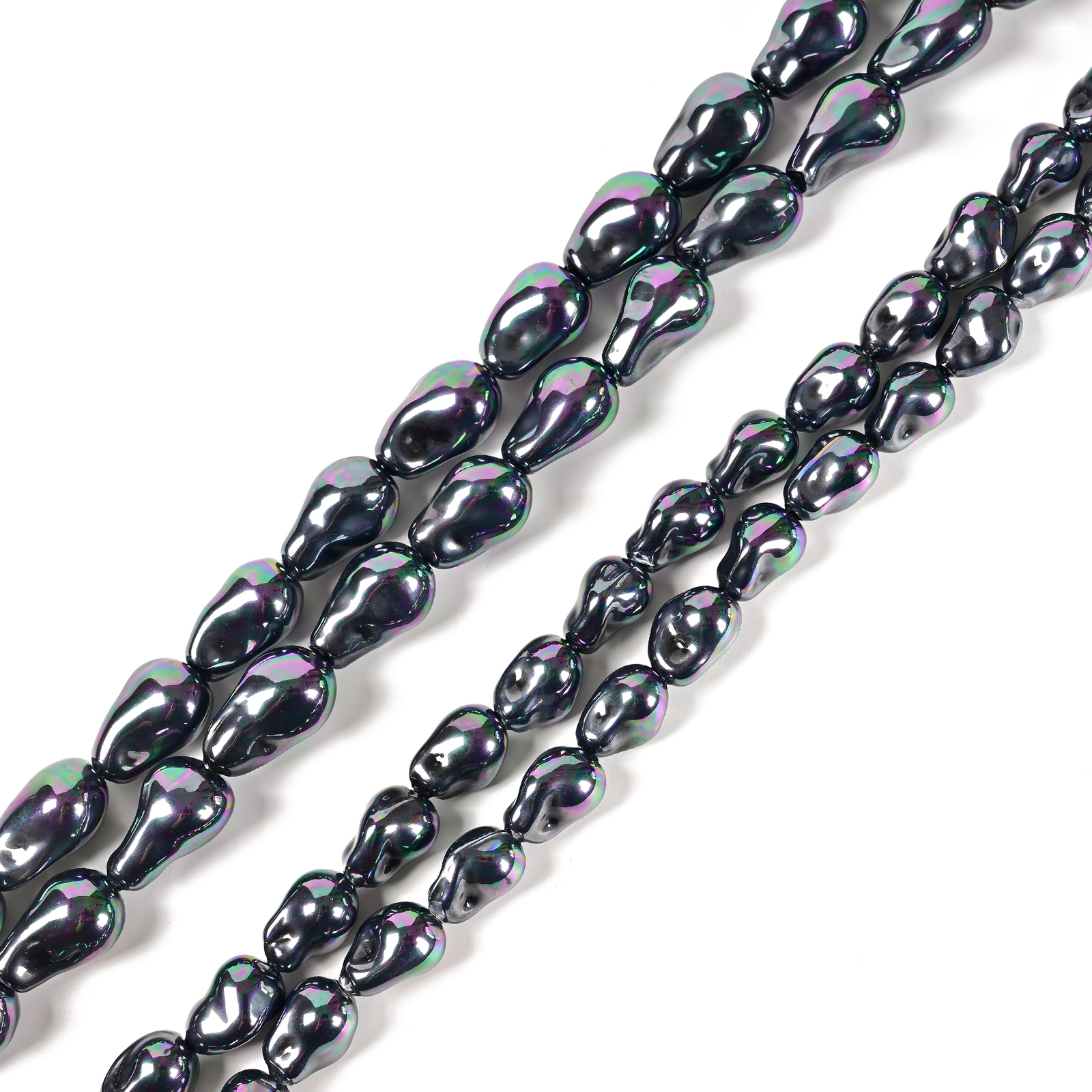 Black Coated Shell Pearl Baroque Beads Size 10x15mm 12x23mm 15.5” Strand