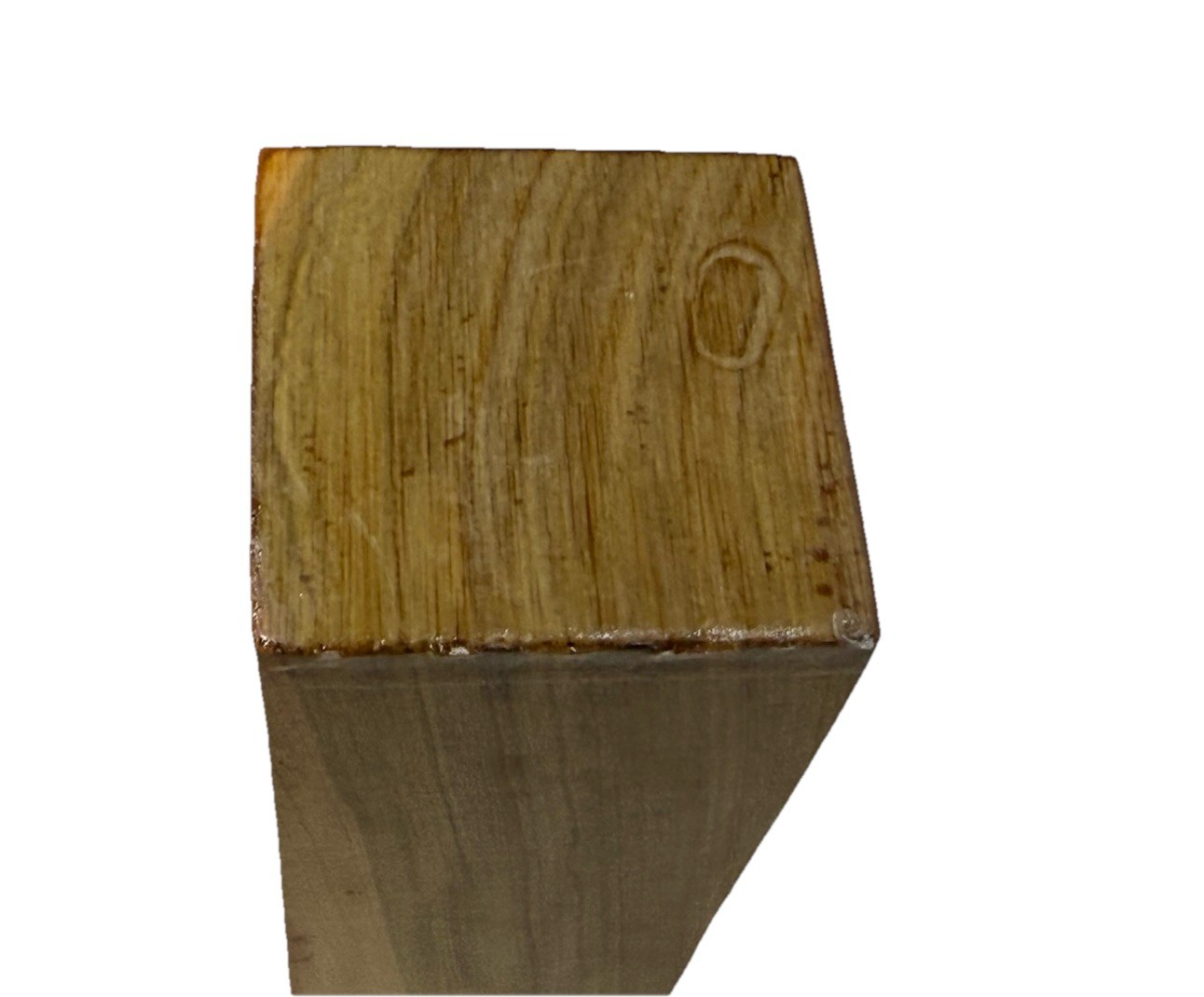 African Sandalwood (Muhuhu) turning blank 2″ x 2″ x 6″ (b86) Dried-Sapwood Crack