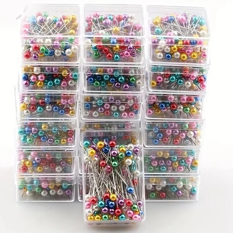 100PCS Sewing Pins for Fabric, Straight Pins with Colored Ball Glass Heads Long