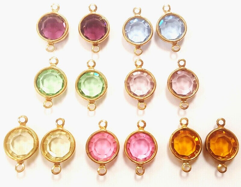 6 Vintage Swarovski Jewel 47SS Channel 2 Loop Connectors -7 Colors You Pick J140