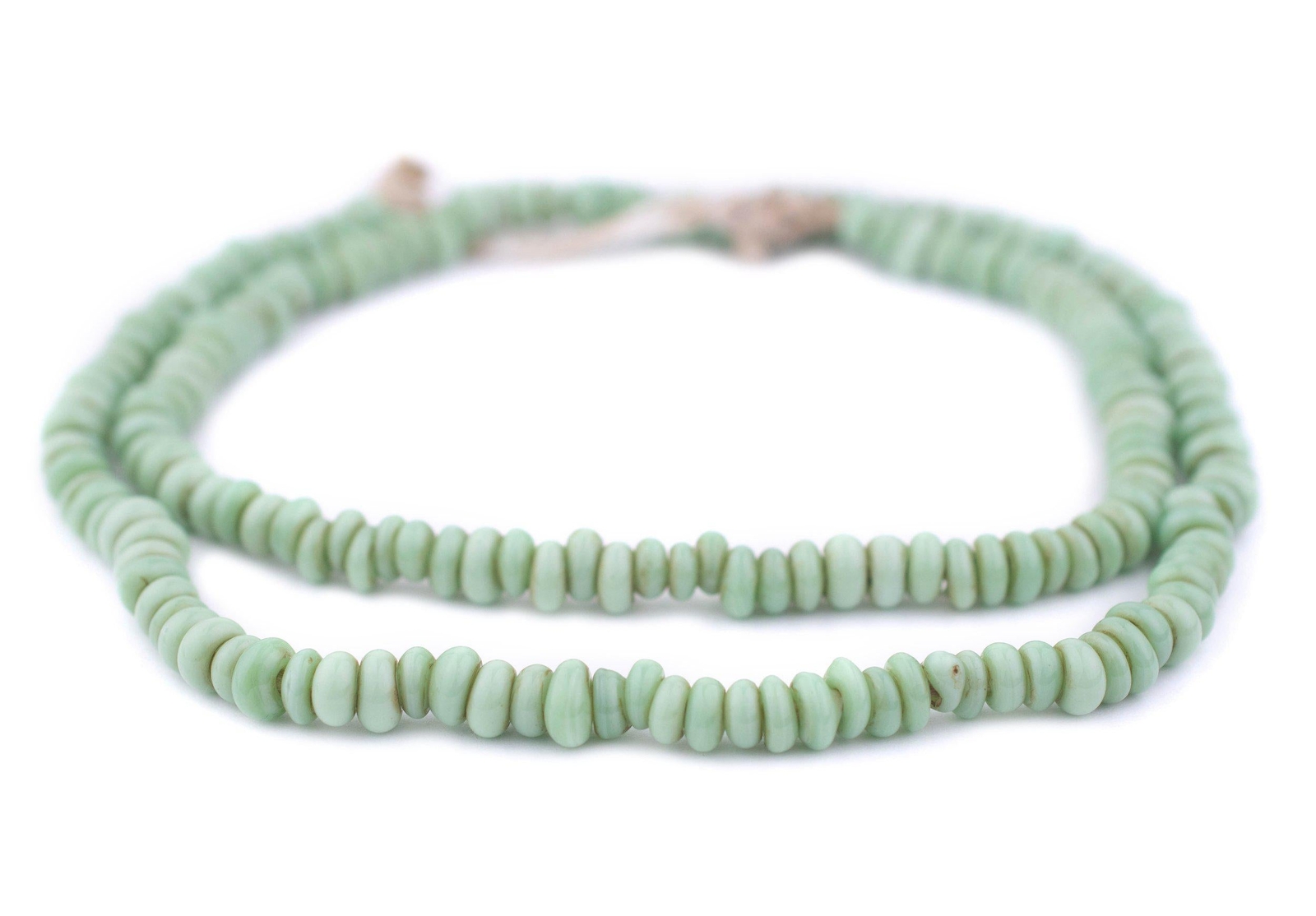 Pastel Turquoise Green Java Glass Donut Beads 6mm Indonesia Disk Large Hole