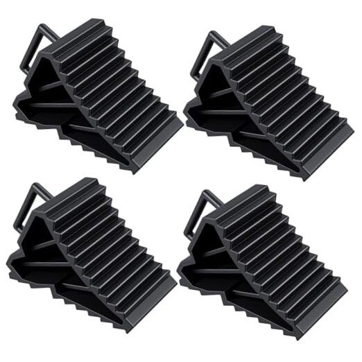 4 Pack Wheel Chocks for RV Trailers & Camper, Heavy Duty Non-Slip Tire