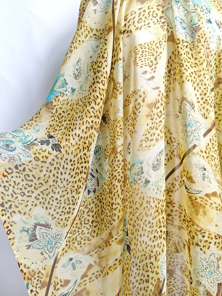 Promo 53” Wide Pure Natural Mulberry Silk Chiffon Georgette Sheer Fabric Prints