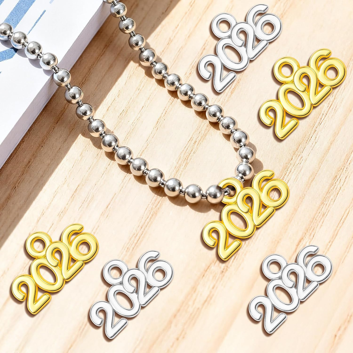 100Pcs 2026 Graduation Charms – Gold & Silver DIY Jewelry Pendants