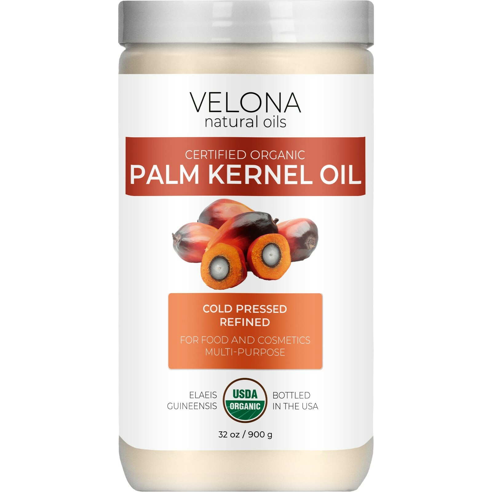 Velona USDA Certified Organic Palm Kernel Oil 32 oz Refined, Cold Pressed | Face