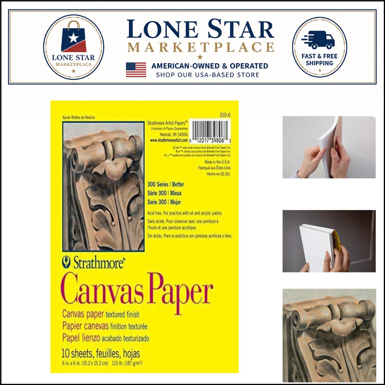 10 Sheets 115lb 300 Series Canvas Paper Pad 6×6 – Perfect for Sketching