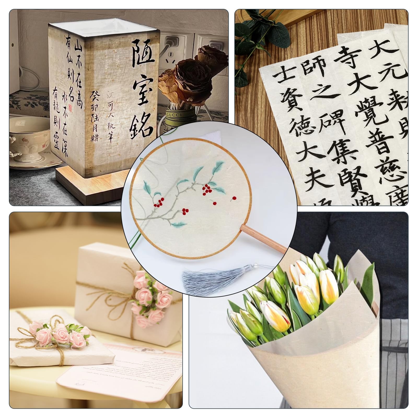 50 Sheets A4 Mulberry Paper Sheets Natural Fiber Rice Papers,8.3×11.7in Natural