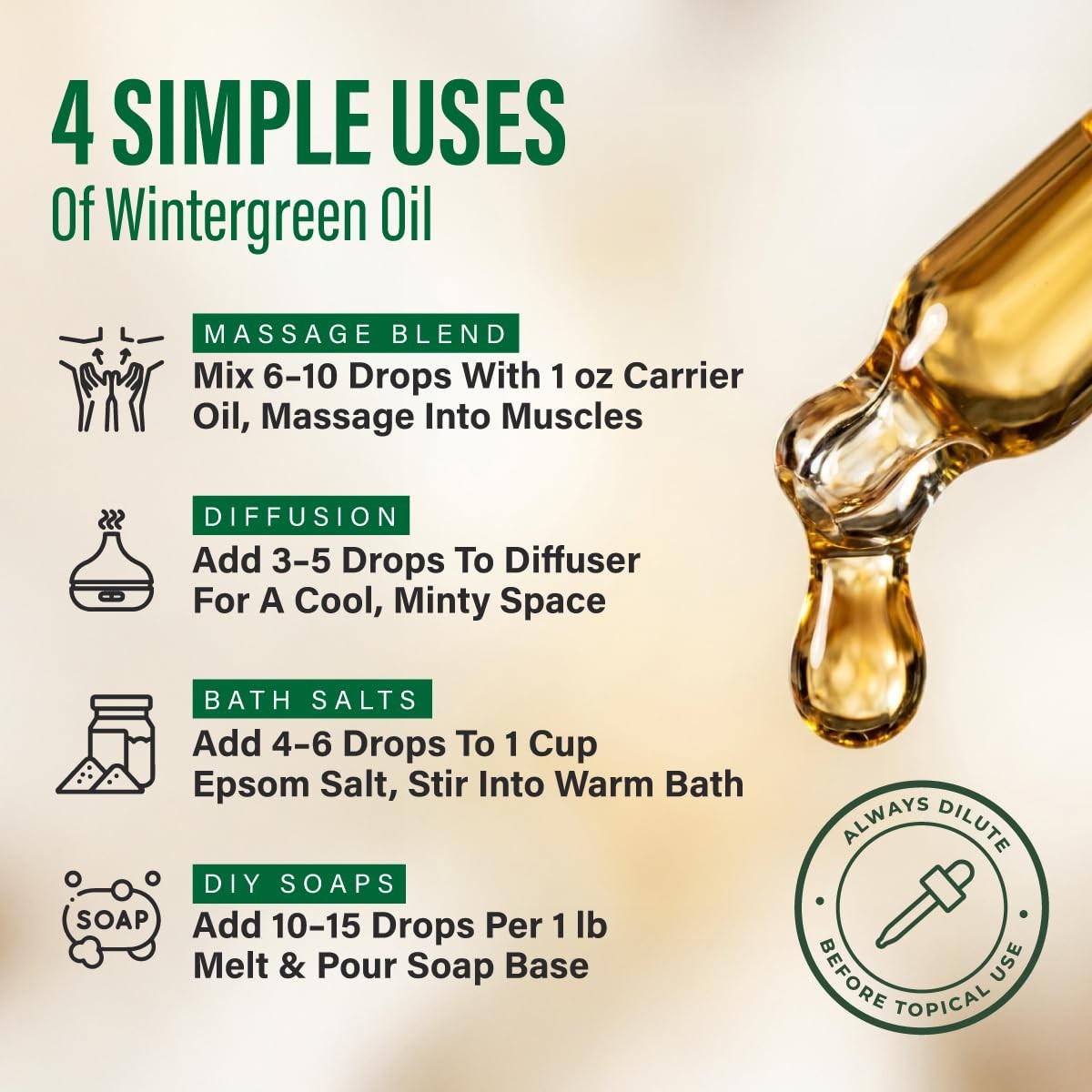 100% Pure Wintergreen Oil – 3.40 Fl Oz 3.4 (Pack of 1)