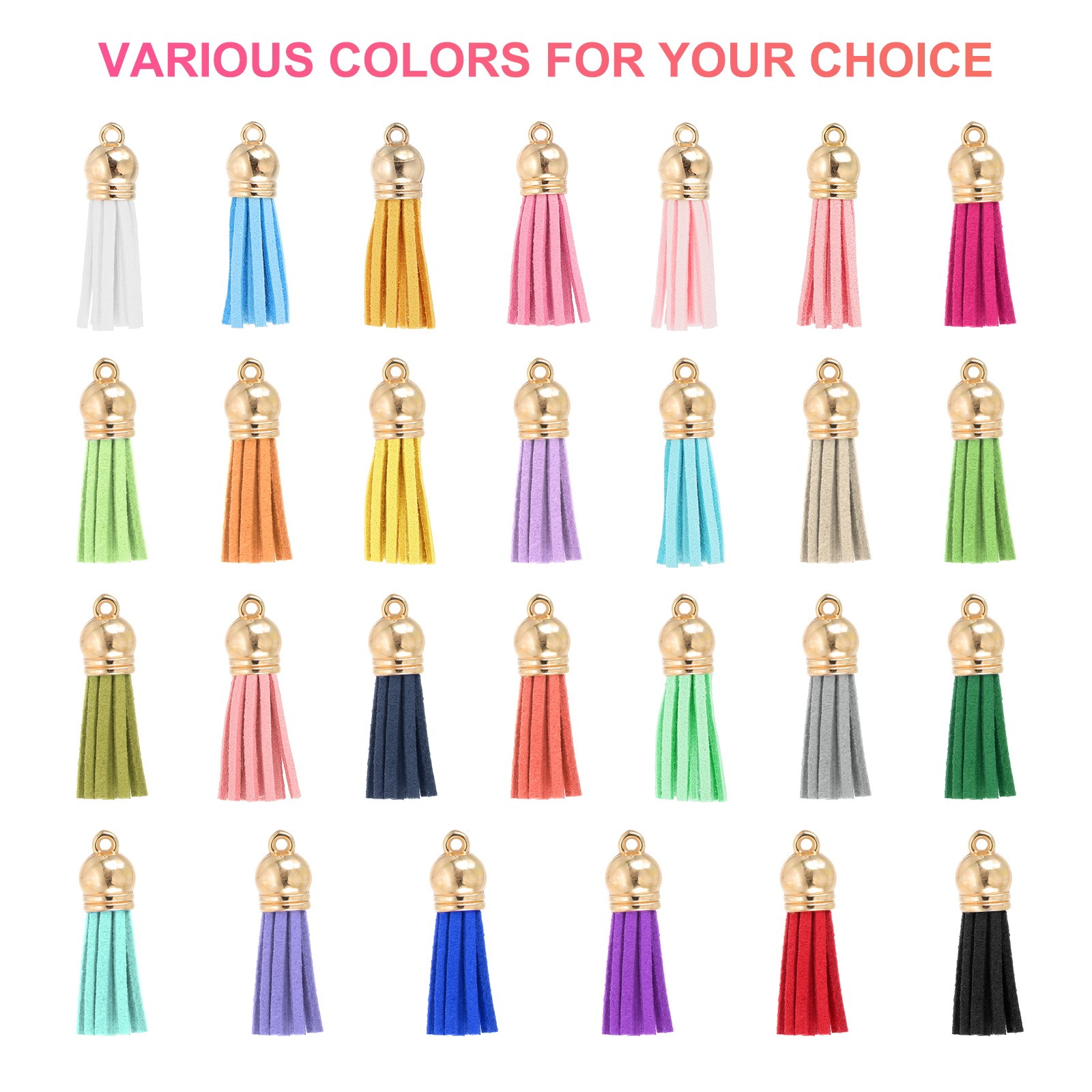 30Pcs Leather Tassels 1.5″ Faux Leather Suede Keychain for DIY Red