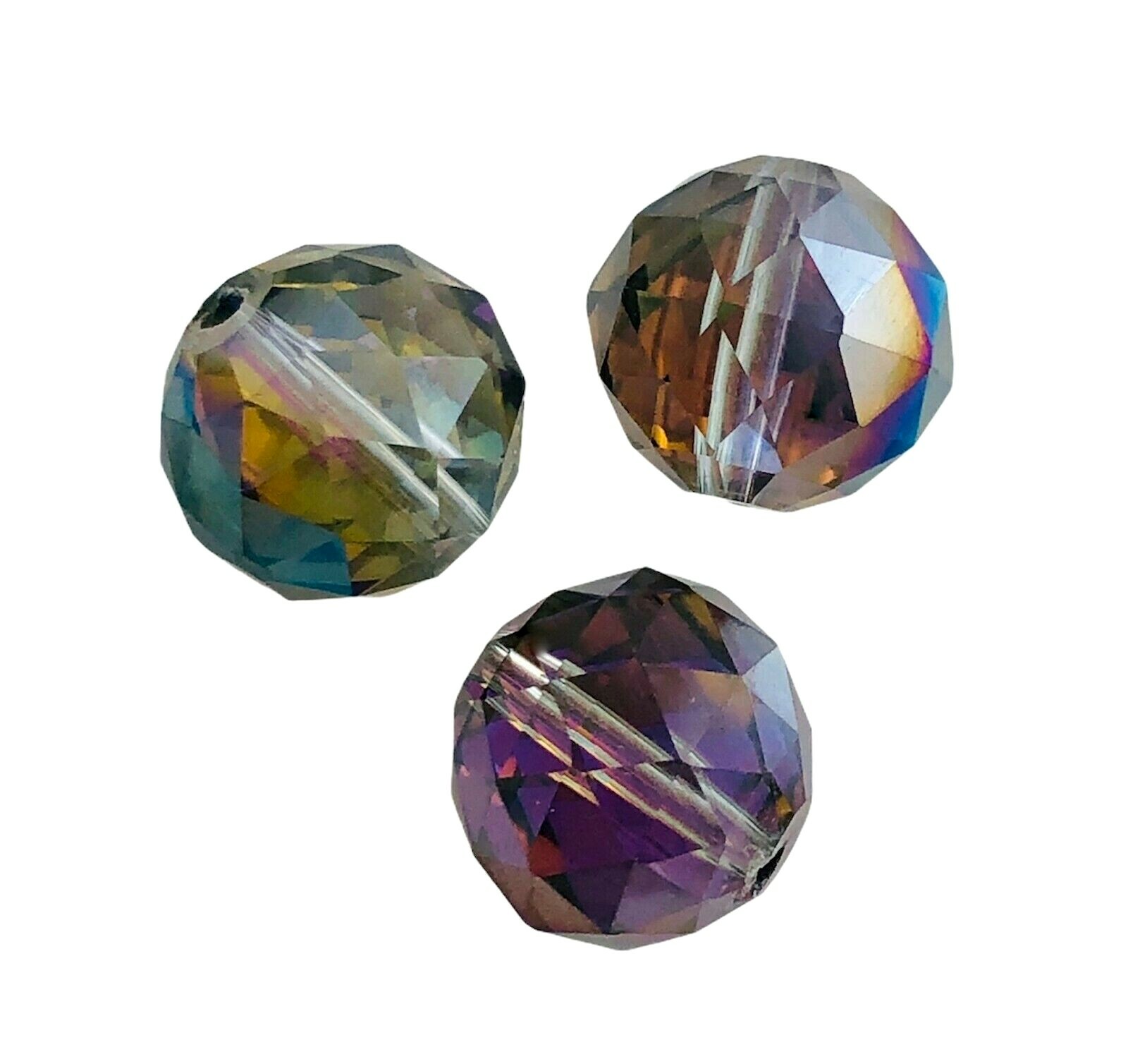 5 Faceted 16mm Round Ball Aurora Borealis AB Celestial Crystal Focal Beads